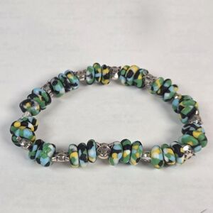 Colorful Beaded Bracelet with Silver Accents